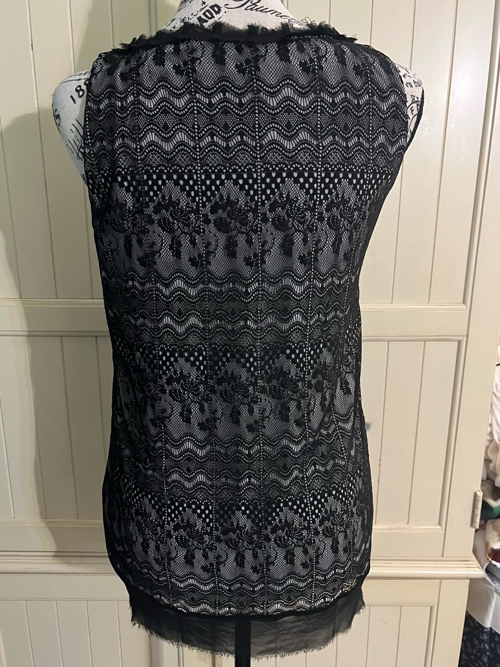 CAbi Emily Lace Overlay Scoop Neck Sleeveless Blouse - Picture 9 of 12